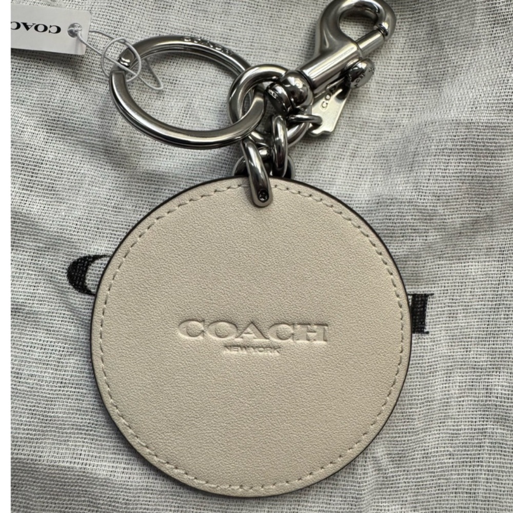 Coach Leather Beach Ball bag charm keychain silver red blue white & dusty - NWT - Picture 7 of 10